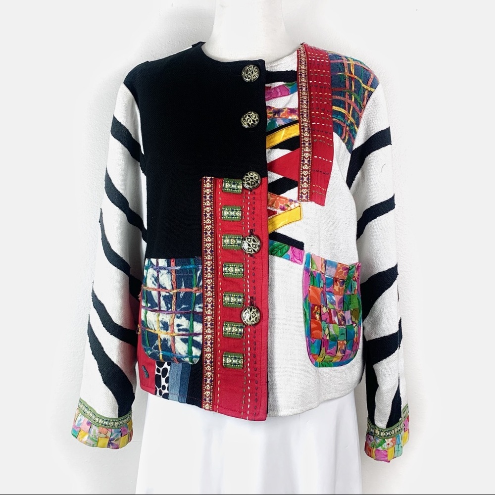 Vintage 90s Parsely & Sage Jacket Wearable Art Multicolor Artsy Jacket Size S